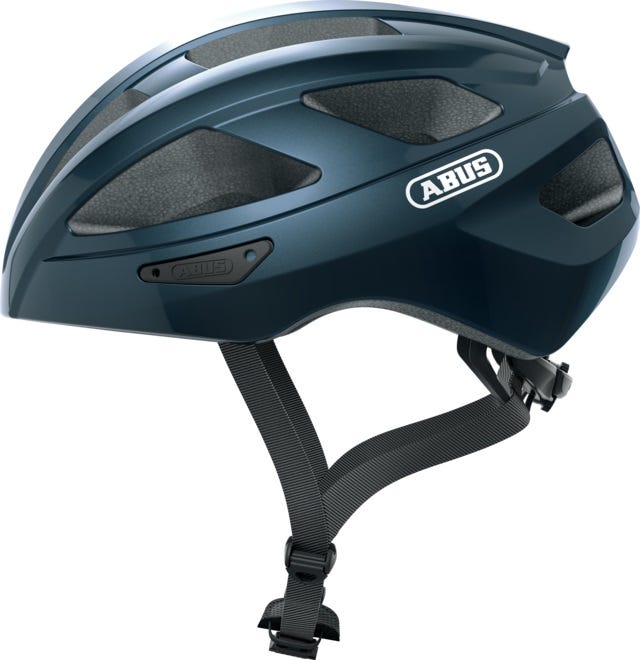 Load image into Gallery viewer, Abus fietshelm macator midnight blue m - 52-58 cm - blauw - geschikt voor gebruik op elektrische fietsen - stadsfietsen - 300 g
