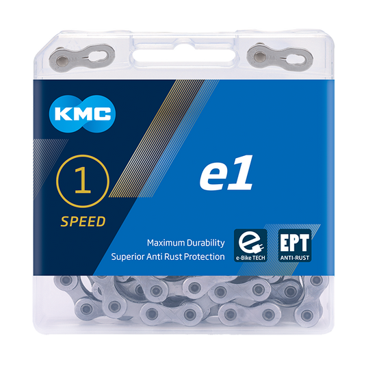 KMC Fietsketting E1 EPT 110 schakels, 1 2 X 3 32, Zilver, 306g