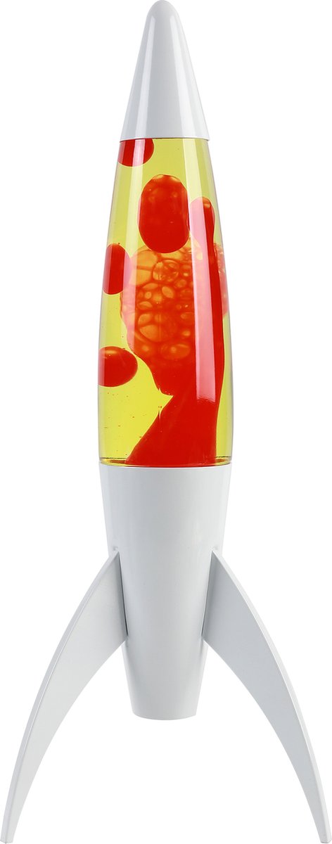 I-total lavalamp - lava lamp - sfeerlamp - 45 x 20 cm - glas aluminium - 25w - oranje vloeistof met rode lava - witte voet - xl2934