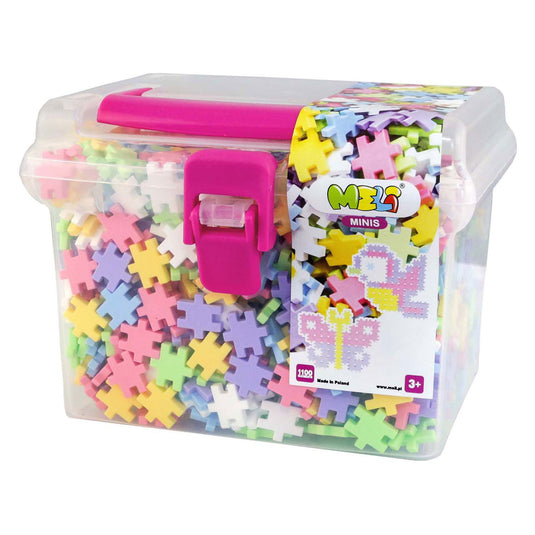Meli minis pastel bouwblokken reisdoos, 1100dlg.