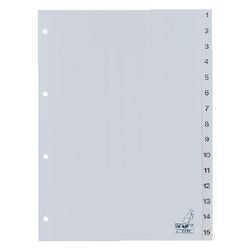 Tabbladen kangaro g415c pp a4 120 micron grijs 15-delig 1-15 4-gaats bedrukt