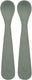 Jollein - lepeltje (ash green) - siliconen - baby lepel, baby servies - 2 stuks - 6-18 maanden