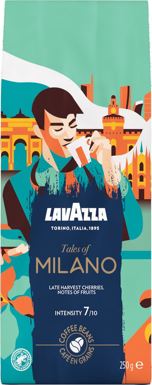 Lavazza tales of milano koffiebonen - 6 x 250 gram - 100% arabica koffie bonen - intensiteit 7 10