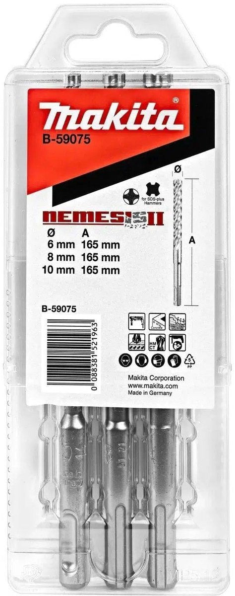 Makita accessoires sds-plus 3-delige borenset