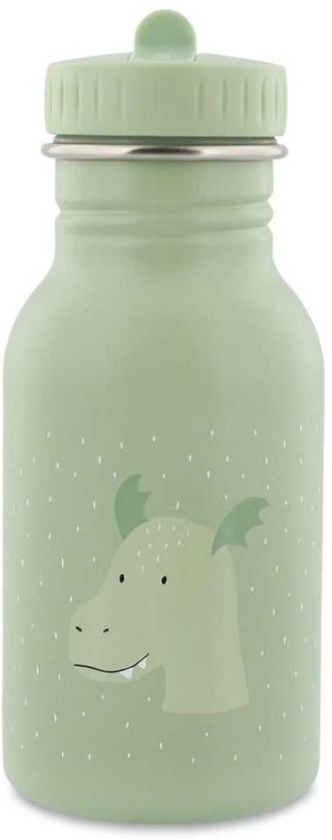 Trixie drinkfles – mr. dragon- rvs waterfles voor kinderen - 350ml - lekvrije fles – groen – draak