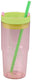 Alpina beker met rietje en handvat 450ml – tumbler – roze