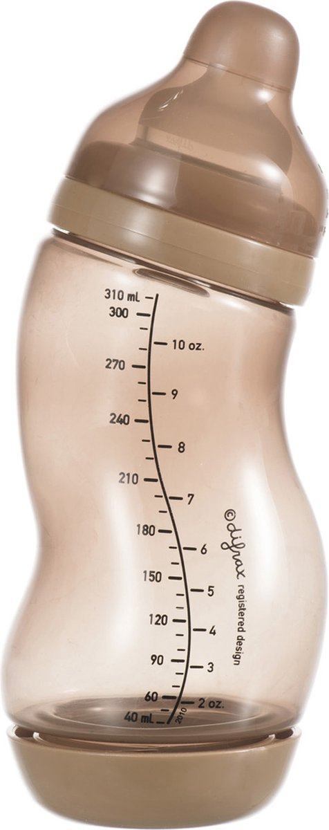 Difrax babyfles breed - 310 ml - bruin - 1 stuk - s-fles - anti koliek