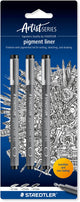 Staedtler - artist series - pigment liner 308 fineliner - kaart met 3 stuks - zwart