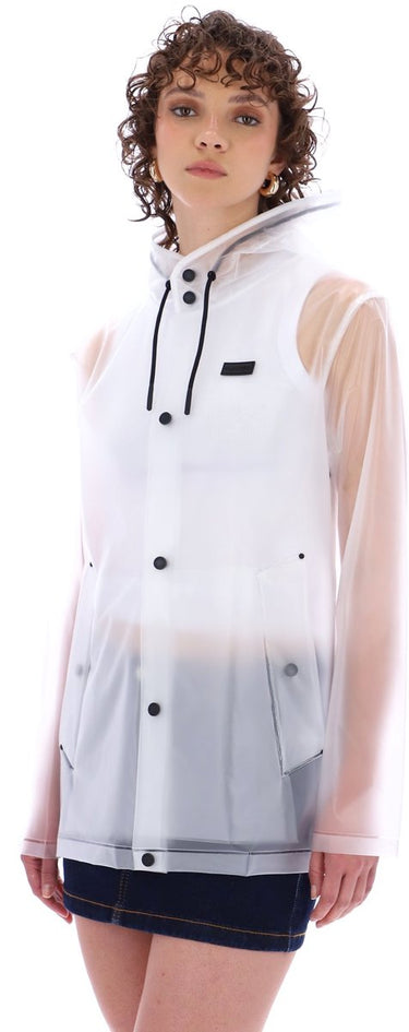 Hunter izzy pu hooded jacket clear matte - maat s