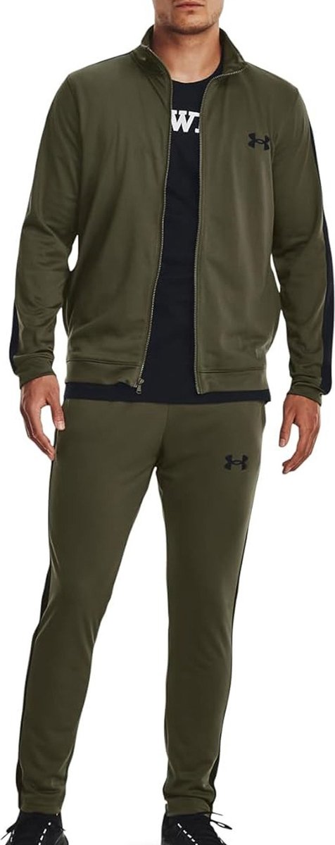 Under armour ua rival knit track suit-grn heren trainingspak - marine od groen - zwart