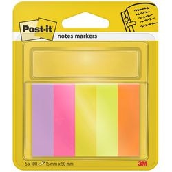 Notes indexen post-it papier 670-5 15x50mm assorti neon beschrijfbaar 500vel