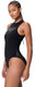 Speedo endurance+ logo hydrasuit 1 piece dames sportbadpak - kleurvast badpak dames - chloorbestendig zwempak dames - sportbadpak dames met ritssluiting - zwart wit - 34