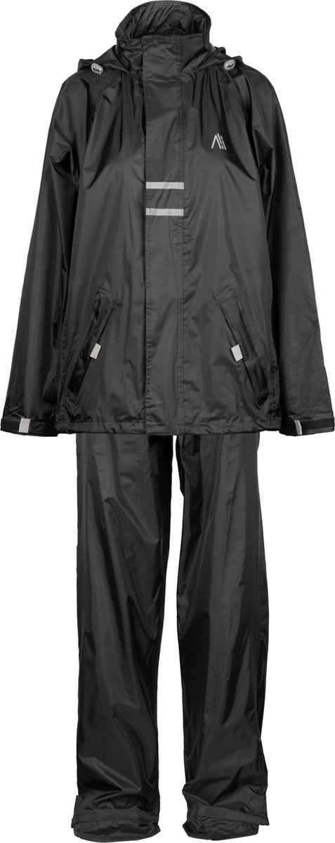 Ralka regenpak waterdicht en ademend - senior - reflectie - zwart - l