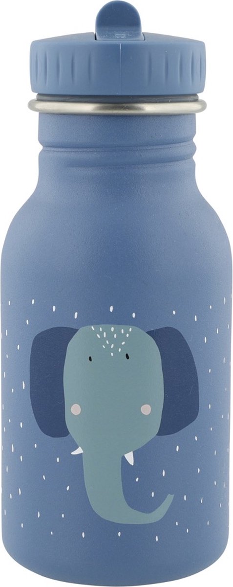 Trixie thermos drinkfles - mrs. elephant - rvs waterfles voor kinderen - lekvrije fles - 350ml - blauw
