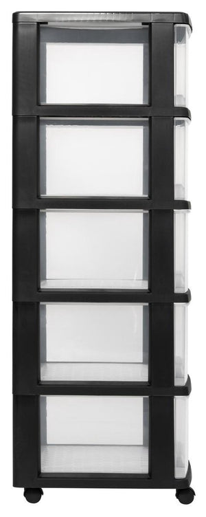 Curver essentials ladesysteem - 5x20 liter - zwart transparant