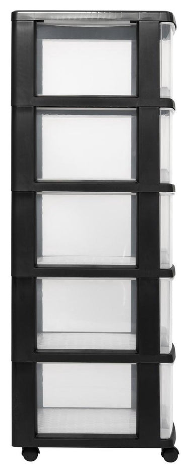 Curver essentials ladesysteem - 5x20 liter - zwart transparant
