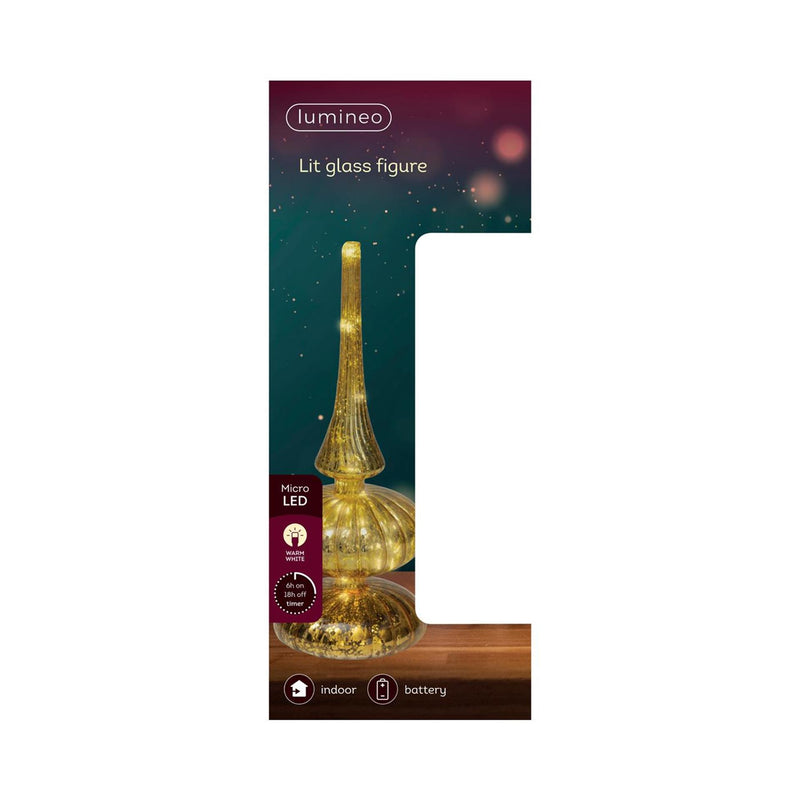 Load image into Gallery viewer, Lumineo micro led tafelpiek glas ã˜9x23cm goud warm wit
