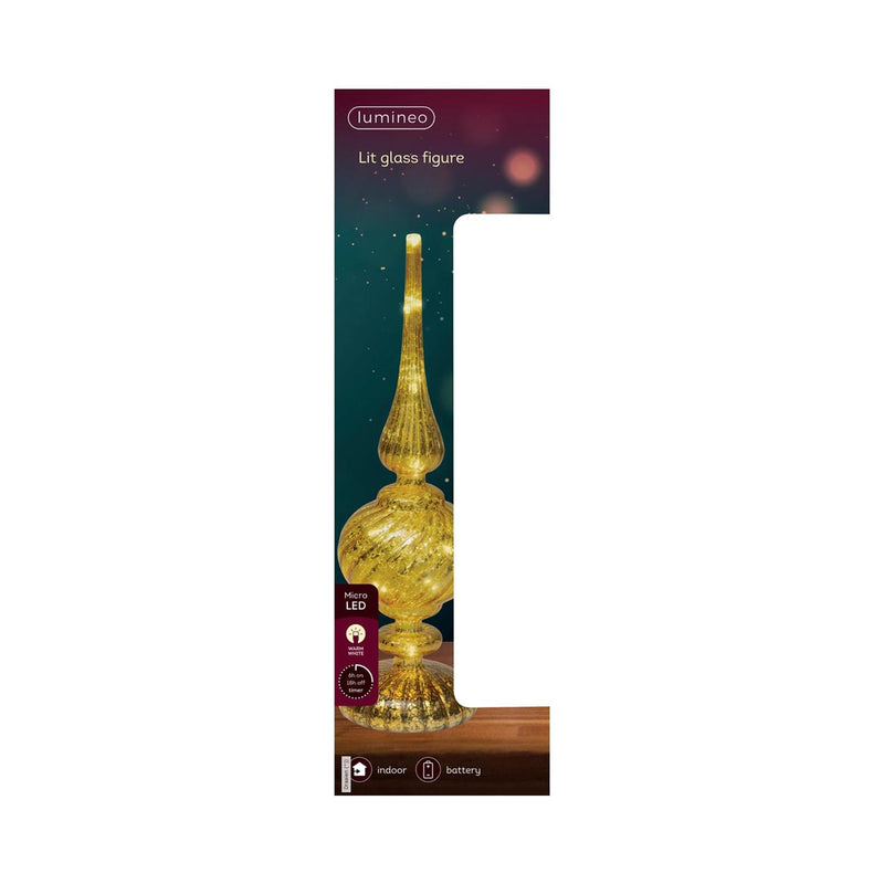 Load image into Gallery viewer, Lumineo micro led tafelpiek glas ã˜9x30cm goud warm wit

