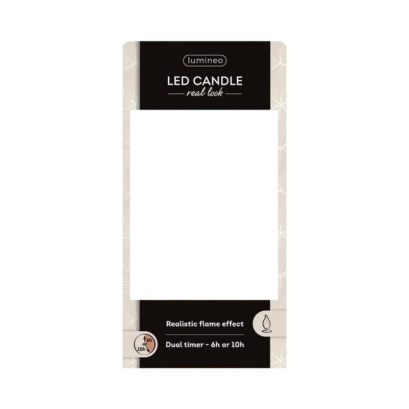 Load image into Gallery viewer, Lumineo realistische led kaars met wax pit en vlam effect ã˜7.5x13,5cm wit met 6uur timer werkt op batterij

