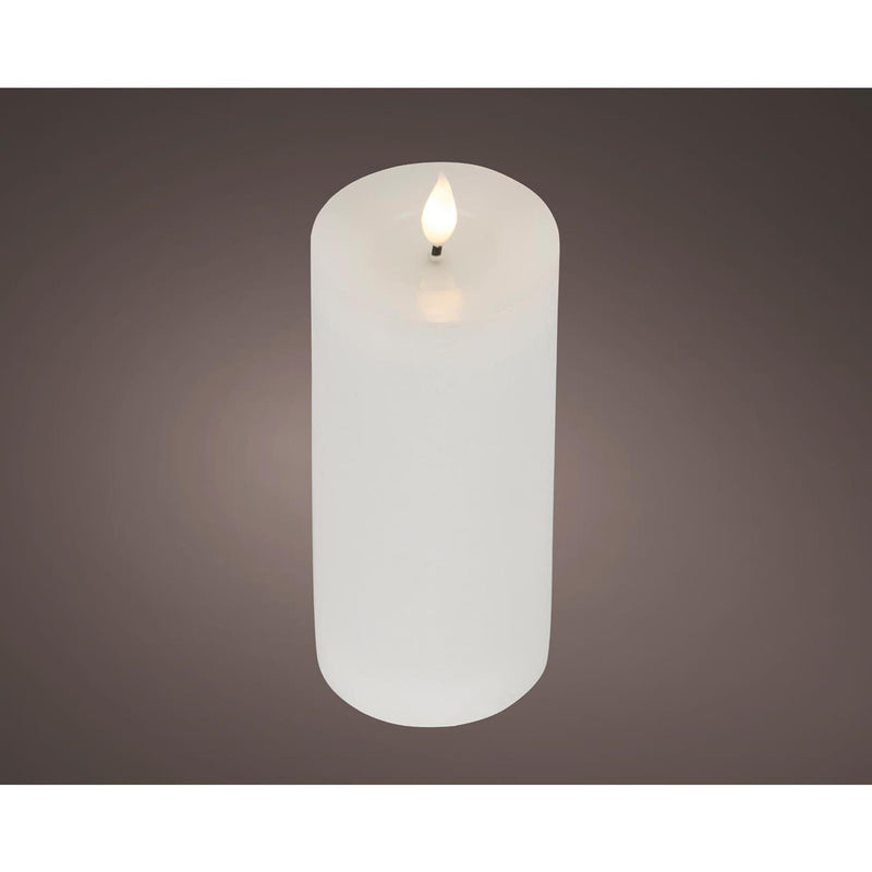 Load image into Gallery viewer, Lumineo realistische led kaars met wax pit en vlam effect ã˜7.5x20cm wit met 6uur timer werkt op batterij
