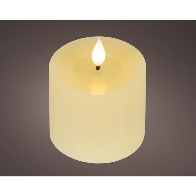 Load image into Gallery viewer, Lumineo realistische led kaars met wax pit en vlam effect ã˜7.5x9,5cm crã©me met 6uur timer werkt op batterij
