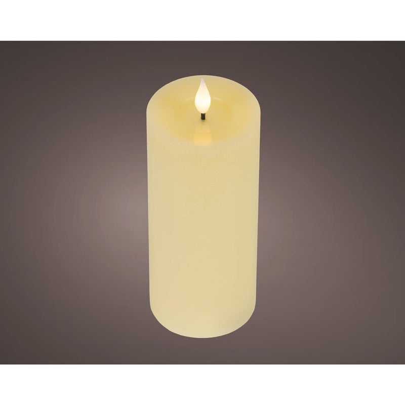 Load image into Gallery viewer, Lumineo realistische led kaars met wax pit en vlam effect ã˜7.5x20cm crã©me met 6uur timer werkt op batterij
