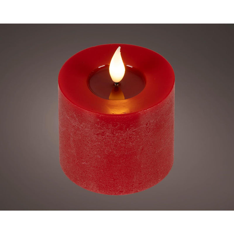 Load image into Gallery viewer, Lumineo realistische led kaars met wax pit en vlam effect ã˜7.5x9,5cm rood met 6uur timer werkt op batterij

