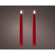 Lumineo realistische led dineraars met vlam effect ã˜2,2x24,5cm rood met 6uur timer werkt op batterij- 2 stuks