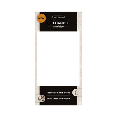 Lumineo realistische led kaars met wax pit en vlam effect ø7.5x13,5cm goud met 6uur timer werkt op batterij