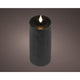 Lumineo realistische led kaars met wax pit en vlam effect ã˜7.5x20cm zwart met 6uur timer werkt op batterij