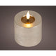 Lumineo realistische led kaars met wax pit en vlam effect ã˜7.5x9,5cm licht grijs met 6uur timer werkt op batterij