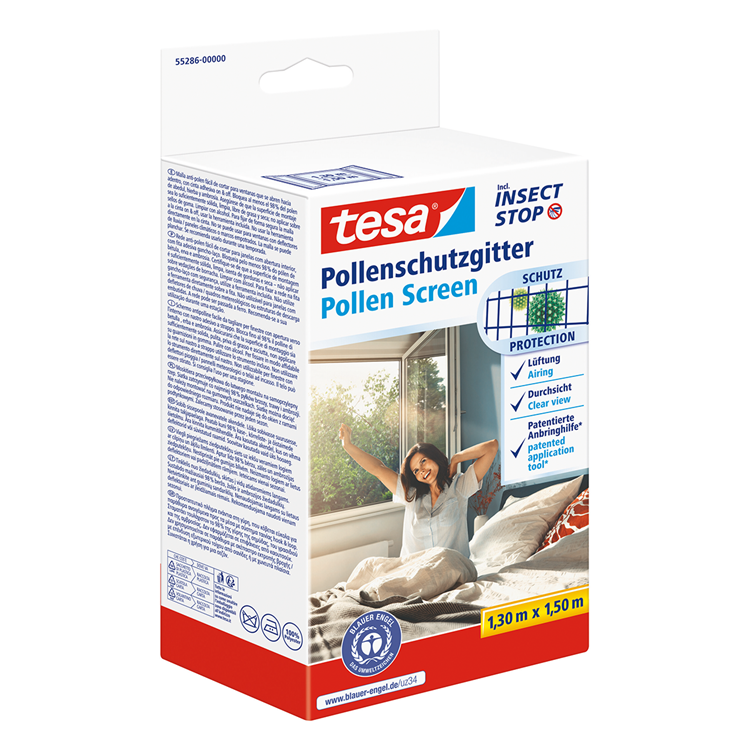 Load image into Gallery viewer, Tesa insect stop 2-in-1 pollen and fly screen premium - op maat snijden, transparante pollenbescherming, zelfklevende klittenband, antraciet - 130 x 150 cm
