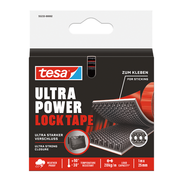 Tesa klittenband ultra power lock tape zelfklevend extreem sterk weerbestendig – 1m x 25mm