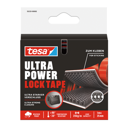 Tesa klittenband ultra power lock tape zelfklevend extreem sterk weerbestendig – 1m x 25mm