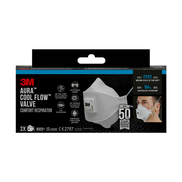 Load image into Gallery viewer, 3m 9322c2n ffp2 fijnstofmasker met uitademventiel 2 stuks
