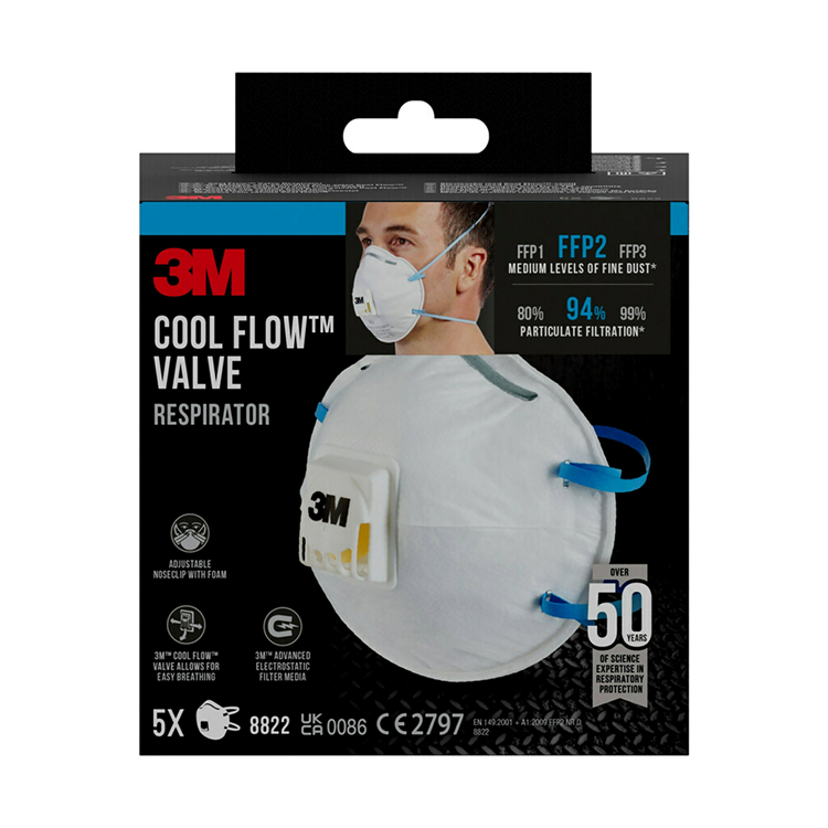 Afbeelding laden in galerijviewer, 3m 1062202 - fijnst.masker handsch. 8822pro5, ffp2, ventiel, 5 pk | 2 stuks
