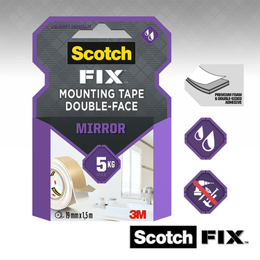 3m 1071427 - scotch-fix™ mirror montage tape 19mmx5m, 1 rol pak | 12 stuks