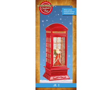 Lumineo led waterspinner telefooncel met kerstman op batterij 11x11x27cm<br>