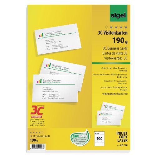 Visitekaartjes sigel 3c 190 g m² wit