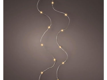 Lumineo micro led streng zilver klassiek warm 95cm-20l op batterij met timer