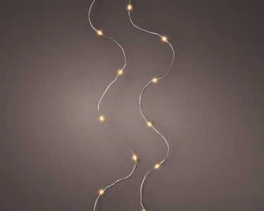 Lumineo micro led stringlights 60 lamps classic warmwit op batterij met timer 295cm