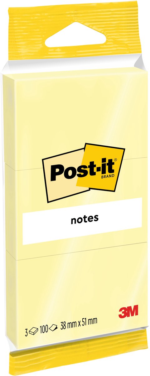 Post-it memoblok notes 6810 38x51mm canary yellow 3 stuks