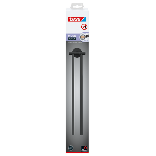 Tesa 1072281 - moon black handdoekhouder flexzwart, 2-armig | 2 stuks