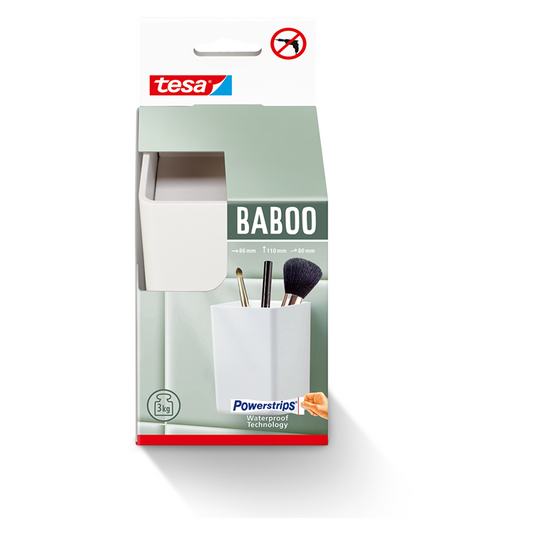 Tesa badkamerdoos baboo organizer zonder deksel wit zelfklevend zonder boren – 86x110x80mm