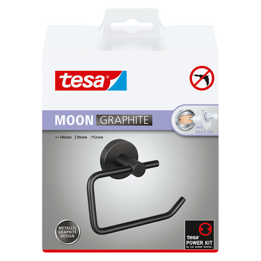 Tesa 1072304 - moon grafiet toiletrolhouder zonder deksel | 2 stuks