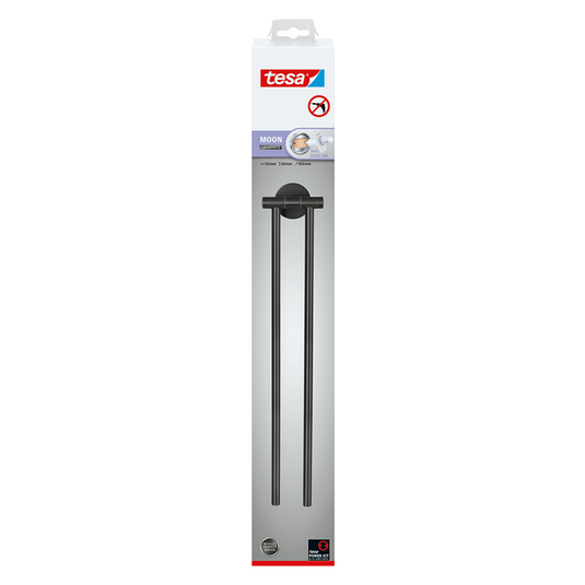 Tesa 1072306 - moon grafiet handdoekhouder 2-armig | 2 stuks