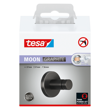 Tesa 1072307 - moon grafiet handdoekhaak | 2 stuks