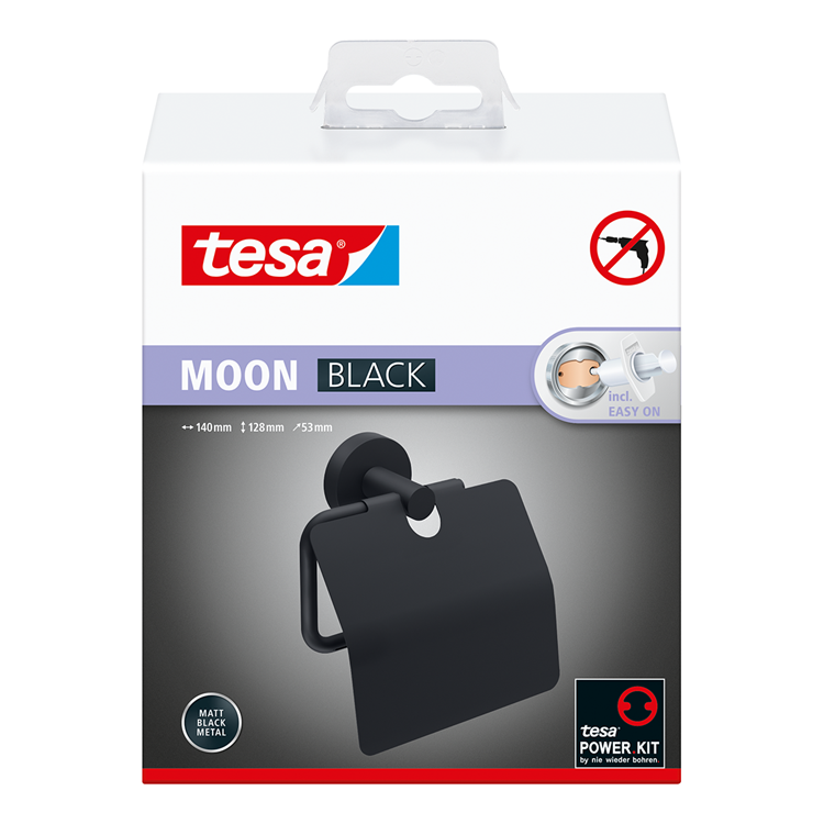Load image into Gallery viewer, Tesa 1073528 - moon black toiletrol houder met deksel zwart | 1 stuks
