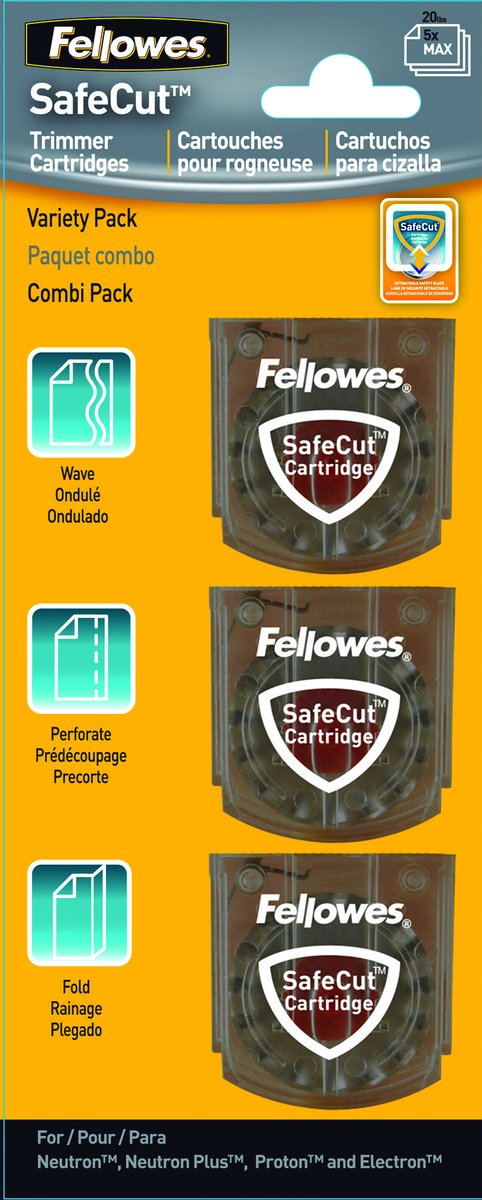 Fellowes papiersnijder snijmessen - gegolfd, geperforeerd en gevouwen - 3 stuks