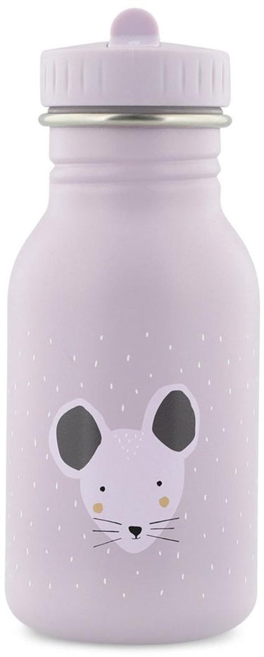 Trixie drinkfles - mrs. mouse - rvs waterfles voor kinderen - 350ml - lekvrije fles - violet